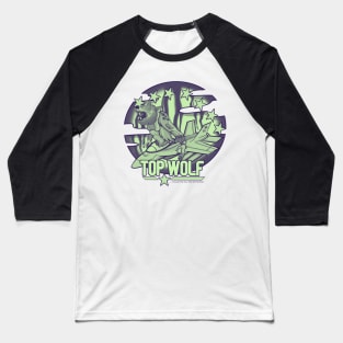 Top Wolf - Halloween Vibes Green Baseball T-Shirt